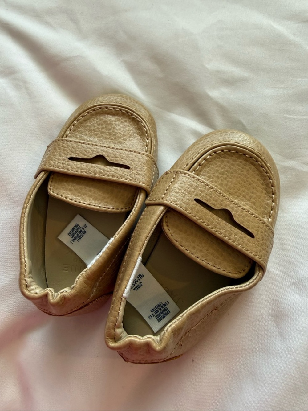 Janie and Jack Tan Pebbled Leather Kids Loafers